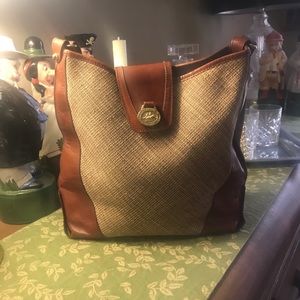 BRAHMIN Harbor Collection Tweed and Leather Purse